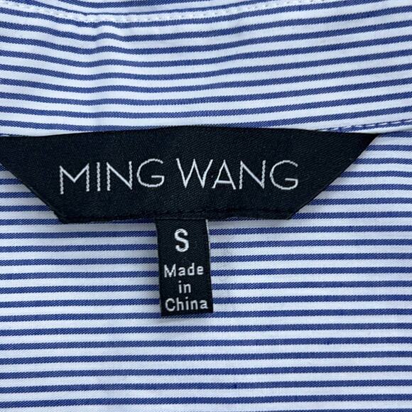 Ming Wang Womens Size S Button Front and Back Top Blue White Stripe Tunic Length - Picture 12 of 15
